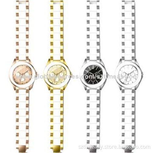 Fashion watch with alloy and ceramic band